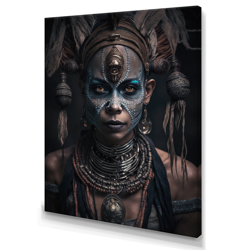 Cusson Tribal African Woman II sur impression sur toile, H 44 po x l 34 po x P 1,5 po, Toile tendue