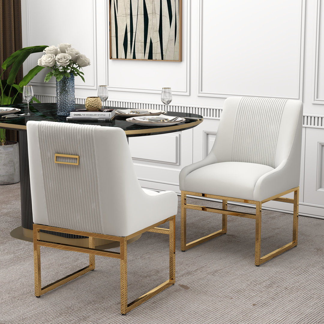 Zanthia 19'' H Tufted Velvet Upholstered Side Chair (Set of 2) Everly Quinn Upholstery 