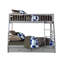 Lit superposé simple gris avec rangement à 2 tiroirs - Conception convertible, système de lattes, faisant face à la droite, barrière de sécurité complète, cadre en bois inclus, garde-corps, tiroirs, pin