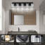 Luminaire de salle de bain noir (5 lumières, 32 pouces), (3000K / 4000K / 6000K, intensité variable) Luminaire de salle de bain à DEL, applique murale moderne sur miroir avec abat-jour en verre transparent-282904084-285548348