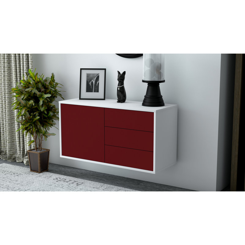 Farringdon Unfinished Floating TV Stand, Red