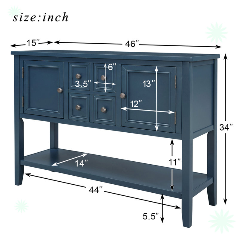 Eagarville Sideboard,entryway table,Console Table,sideboards and buffets,buffet table with Bottom Shelf, Navy