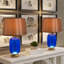 Lampe de chevet rétro avec base de canapé en verre teinté bleu et bureau double