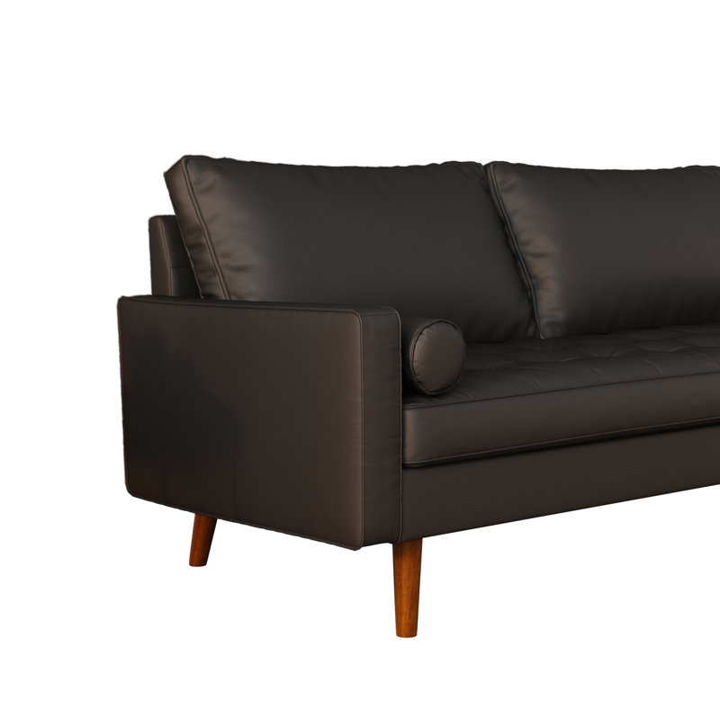 Canapé en cuir noir 69,68 po, Cuir noir