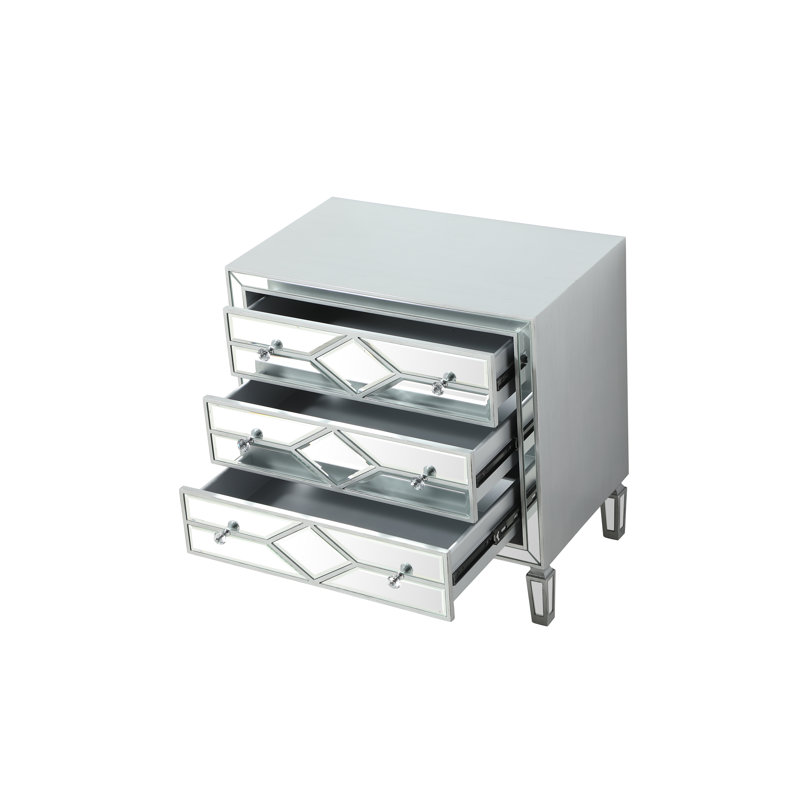 Commode décorative 3 tiroirs Bashaw, Argent argent