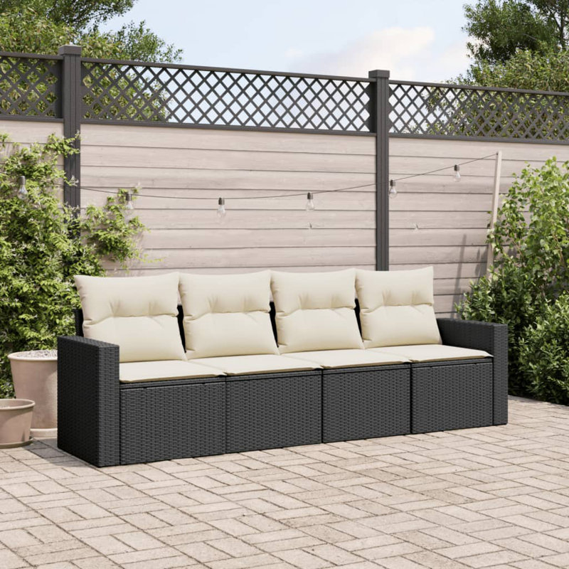 Ensemble de canapé modulaire en rotin PE noir 4 pièces Vidaxl