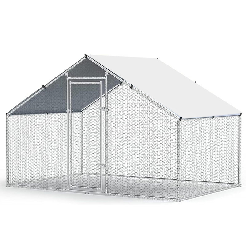 Grand poulailler, poulailler en métal pour la cour, H 76,8 po x l 117,6 po x P 79,2 po