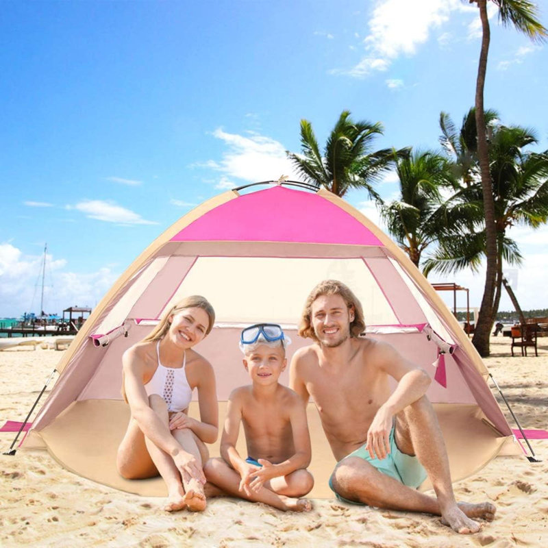 Tente de plage abri de soleil pour personne Protection contre les rayons UV, Rose