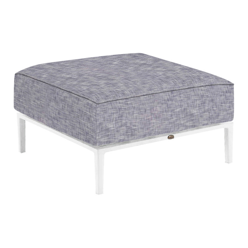 Havana Outdoor Ottoman with Cushion, Welt + Standard fill, Chalk/Natural Resin, Avila Natural White