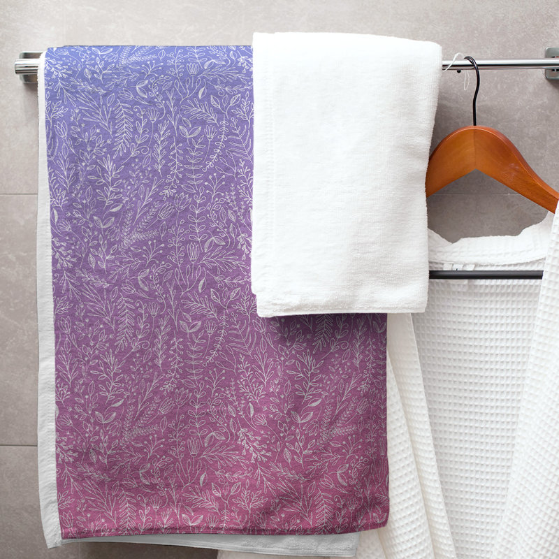 Serviette de bain florale ditsy classique, Bleu/rose