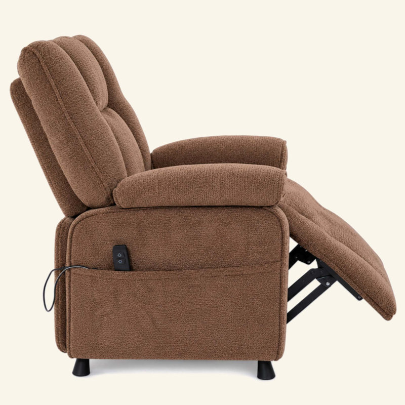 Fauteuil inclinable électrique Basic, Orange / chenille brun foncé