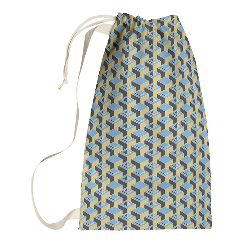 Sac à linge gratte-ciels, H 36 po x l 28 po x P 1,5 po, Sarcelle / jaune / noir