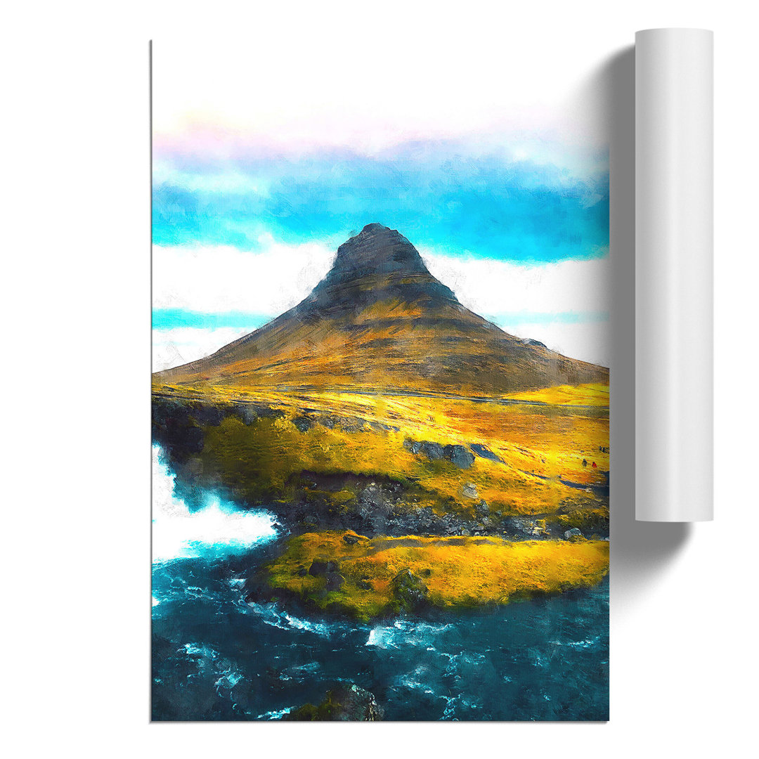 Kirkjufell Mountain in Snaefellsnes Iceland Painting - Frameless Print