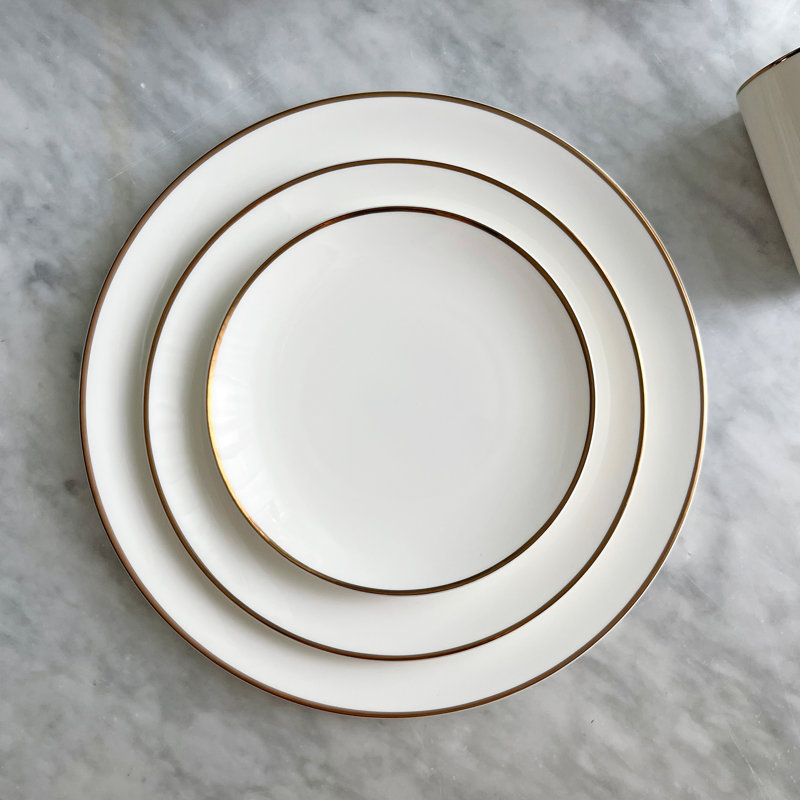 Alex Platinum Bone China Salad/Dessert Plate, Gold