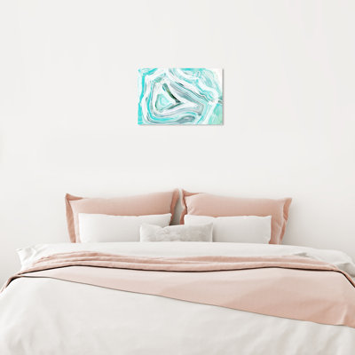 Glace turquoise turquoise, vagues de cristal de glace bleu moderne - Peinture sur toile pour le salon