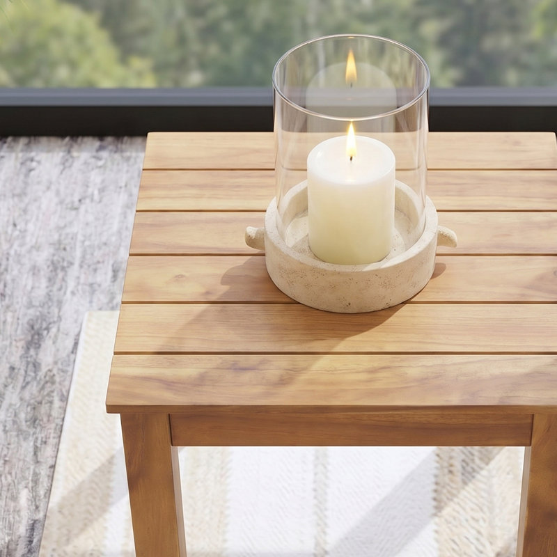 Table d'appoint en bois Channing, Patine brune