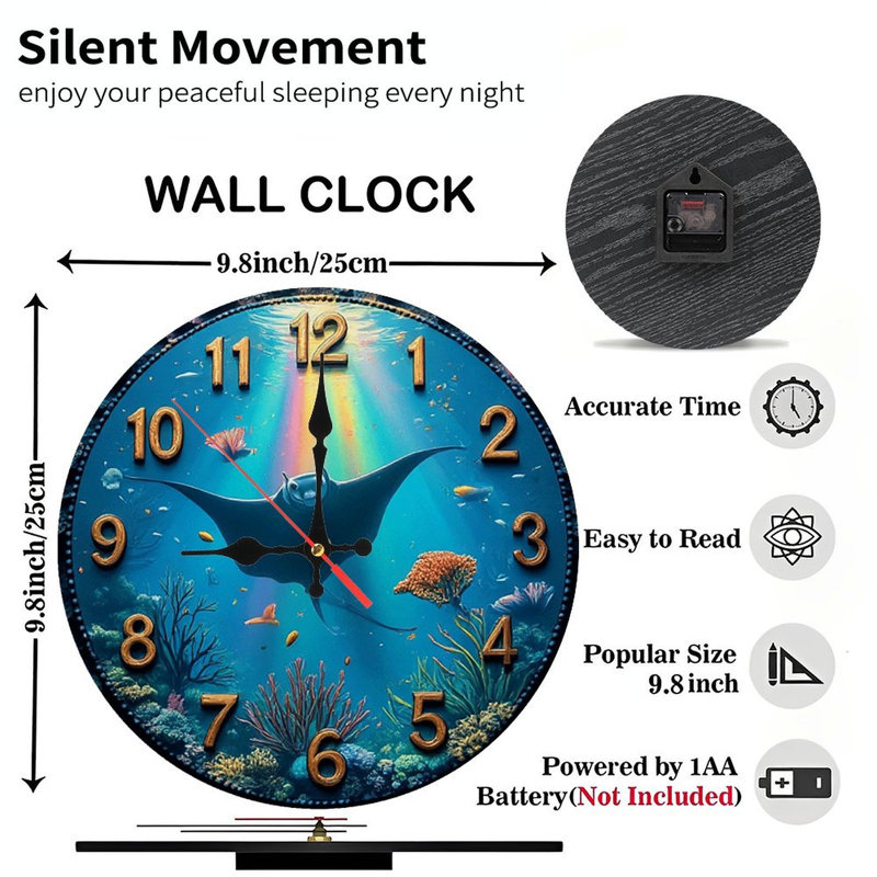 Horloge murale Ocean Manta Ray