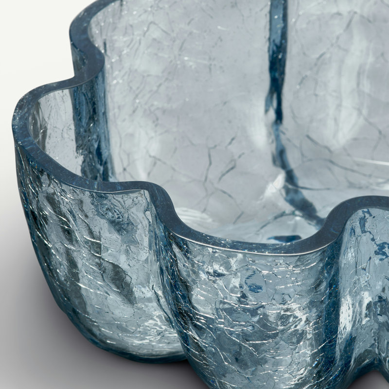 Crackle Handmade Circular Glass Decorative Bowl