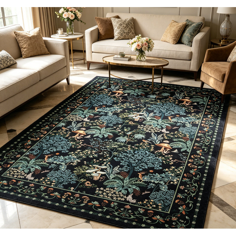 Tapis rétro taupe lxt-Vintage, Black, Rectangle 8' x 10'