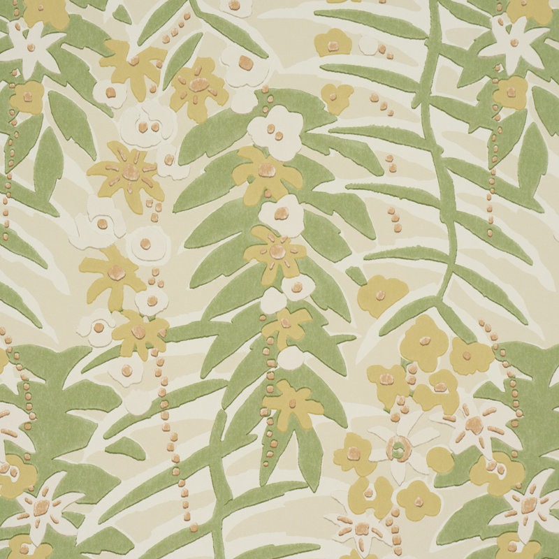 Papier peint botanique Ashbee, Jaune