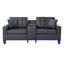 Canapé Iris avec DEL, ports USB, porte-gobelets, similicuir noir 85 po