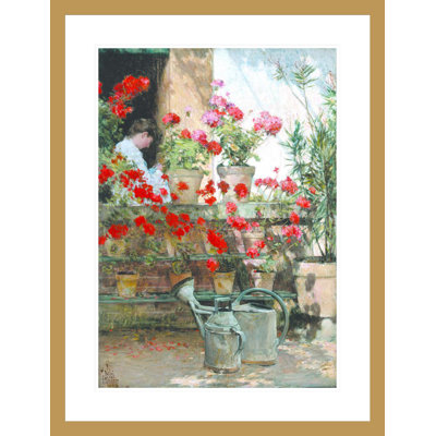 Geraniums by Childe Hassam -Framed Giclee Print