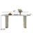 63'' Modern Rectangle Dining Table, White Sintered Stone Dining Table with Double White and Gold Pedestal Base, Pre-Assembly