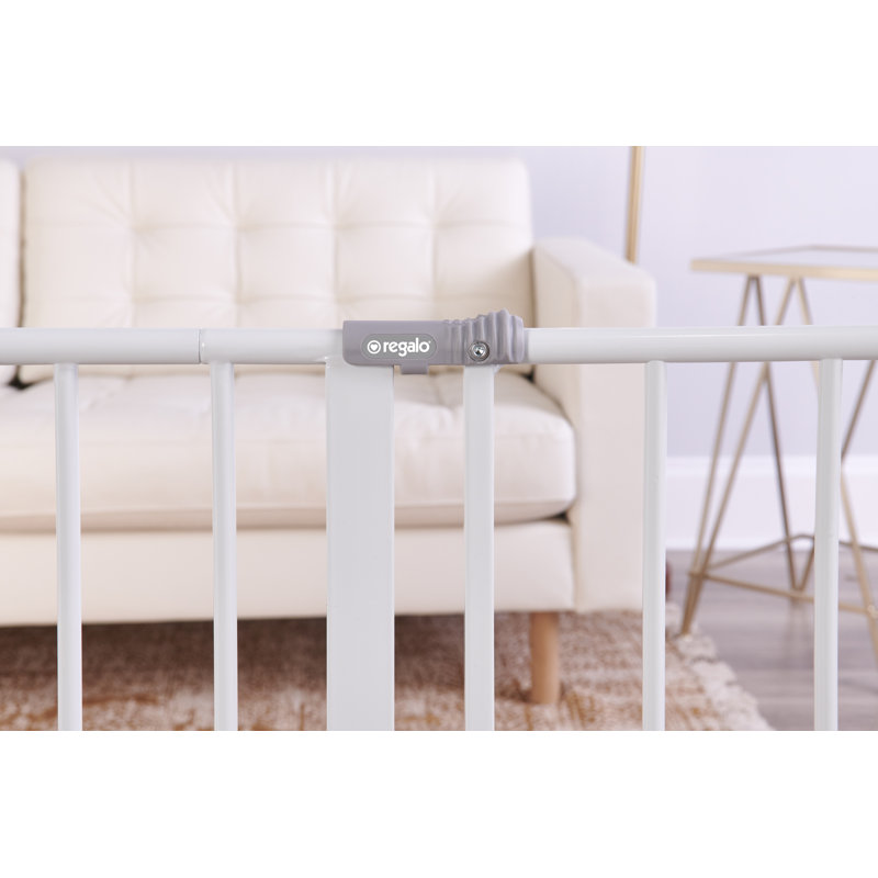 Extra Wide White Metal Walk-Through Baby Gate