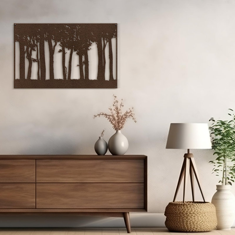 Décoration murale suspendue en bois dense pin moderne abstrait, H 11,34 po x l 18 po x P 0,05 po, Brun