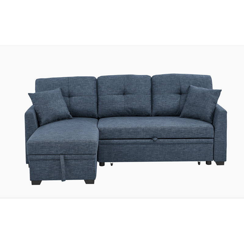 Pull-Out Sofa Bed, Blue Polyester