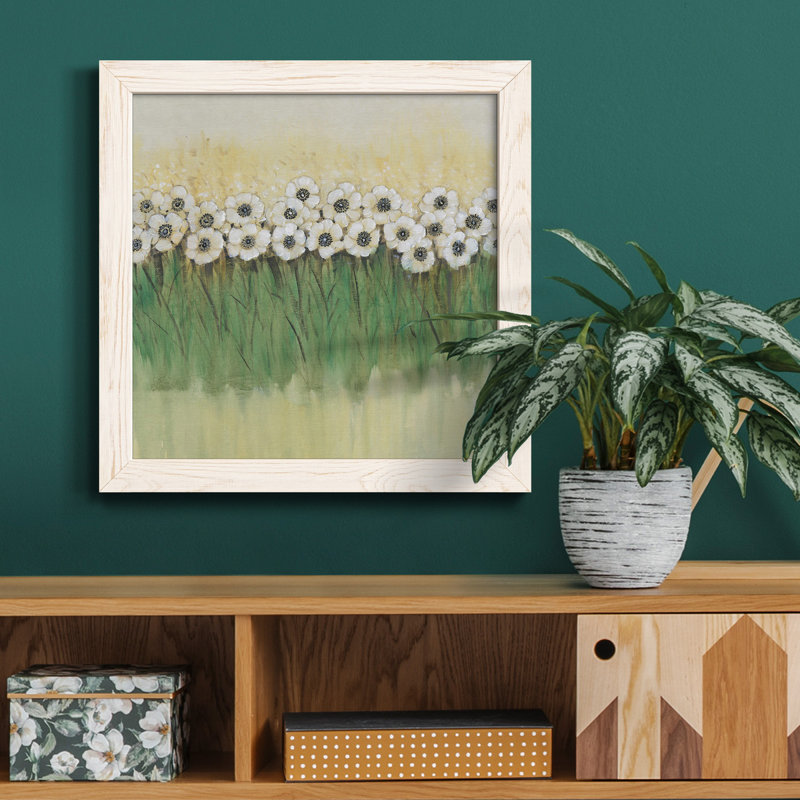 «Rows Of Flowers II», art mural sur toile, Cadre blanc, H 31,5 po x l 31,5 po x P 1,5 po