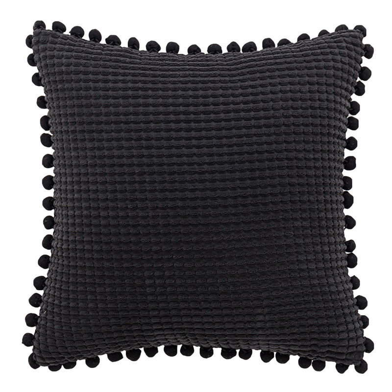  Housse de coussin rectangulaire en mélange de coton, Noir, Housse de coussin seulement - sans coussin