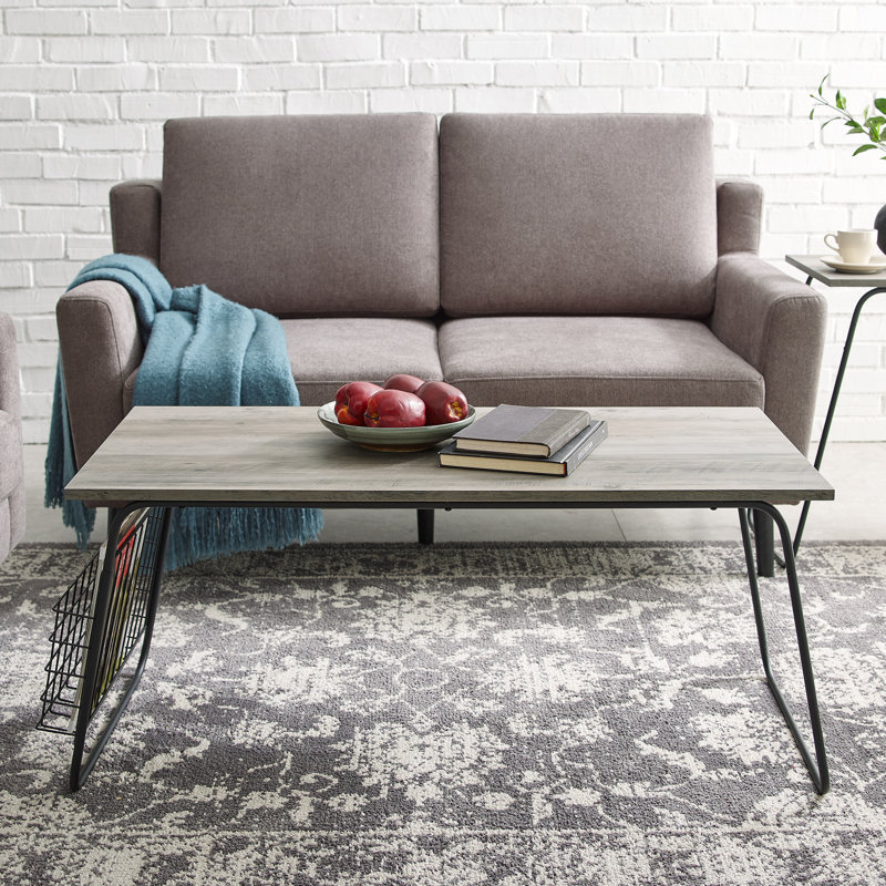 Lulu Sled Coffee Table, Grey Wash, Black