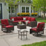 7 Person Patio Wicker Furniture Set With Swivel Rocking Chair