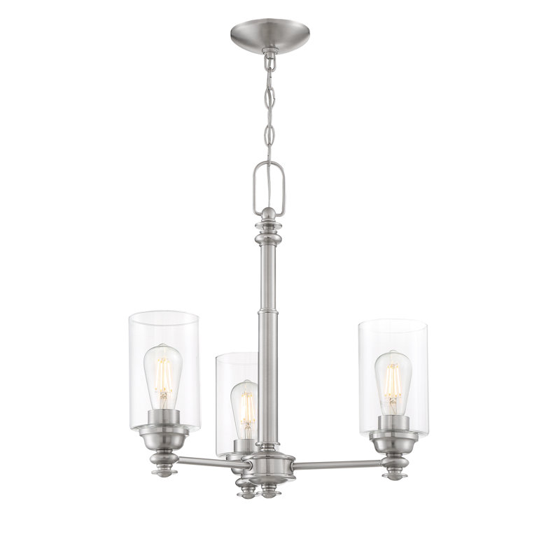 Lustre classique/traditionnel 3 lumières unique Uffington, Nickel poli brossé