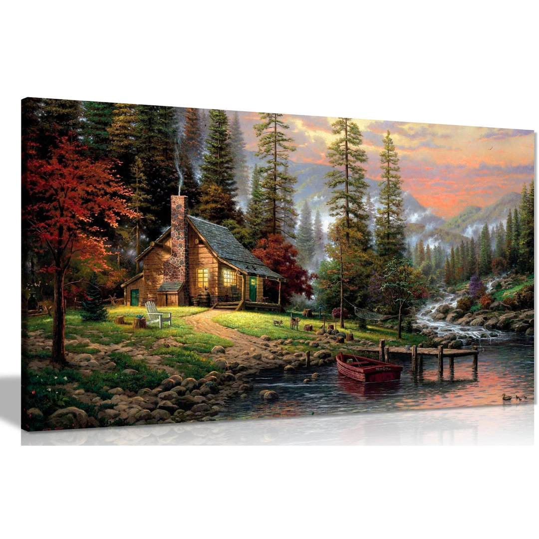 Chalet Painting Canvas Wall Art Picture Print