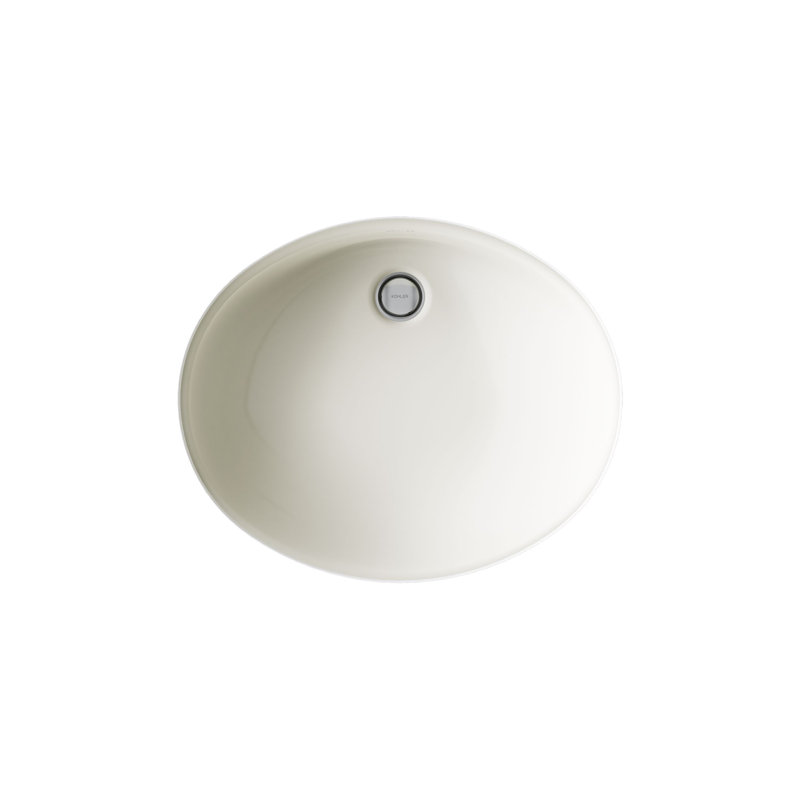 Caxton® Ceramic Oval Undermount Bathroom Sink, Biscuit