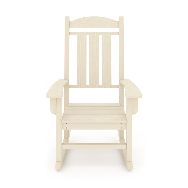 Siège de chaise berçante d'extérieur beige - Chaise longue de jardin en bois massif pour un confort durable