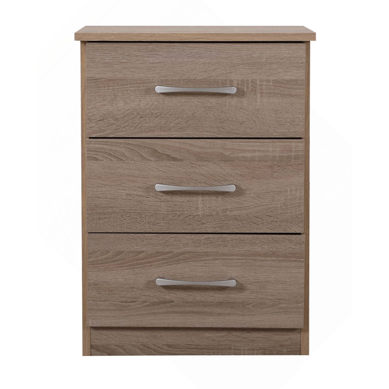 Table de chevet 3 tiroirs Elegant Contemporary, Brun