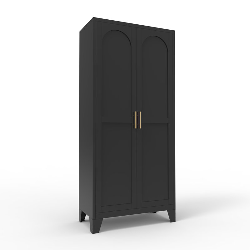 Versatile Metal Storage Cabinet With Adjustable Shelves For Various Rooms, Black