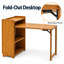 Bureau d'ordinateur pliant en bambou avec tablettes de rangement, bureau d'écriture pliable pour petits espaces, brun