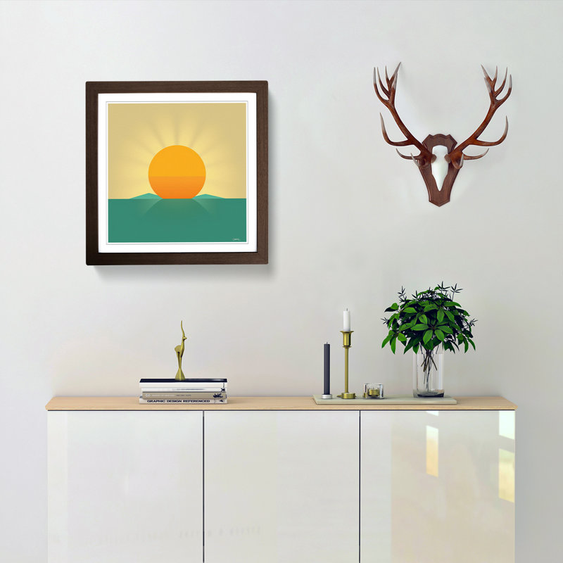 Sun Minimalism - Single Picture Frame Print on Wood, Walnut
