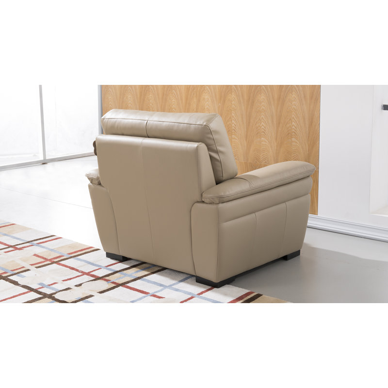 Fauteuil club Barrasso, Cuir véritable brun clair