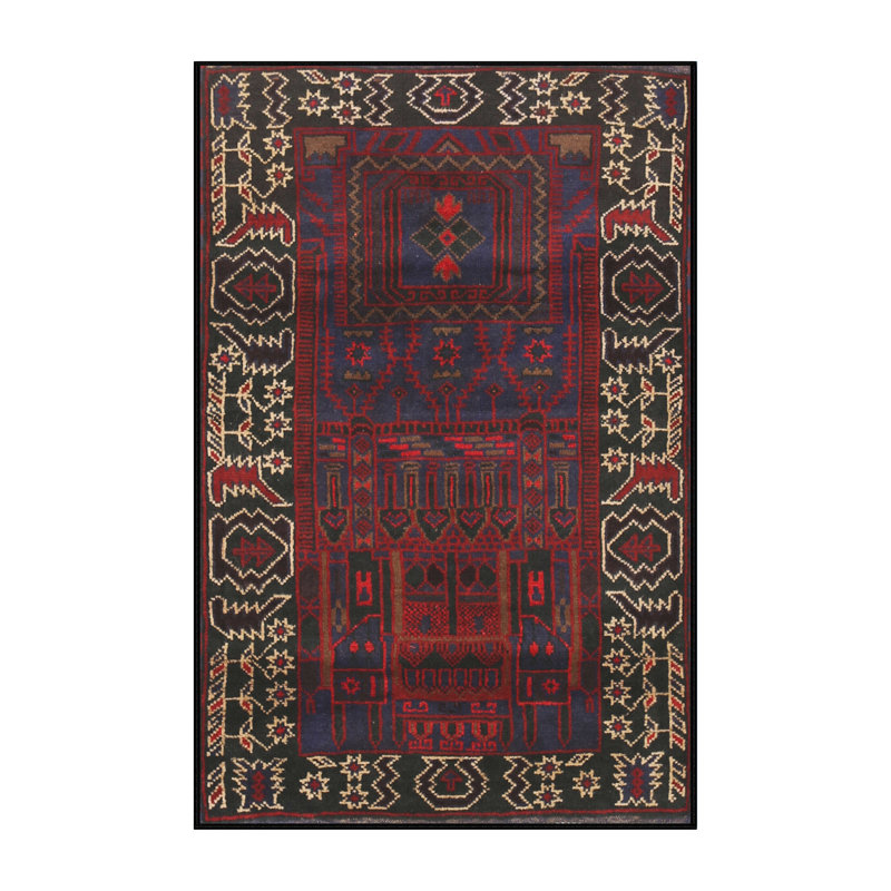 Tapis traditionnel mehroon/bleu/crème Copake, Rectangle 8 pi x 12 pi