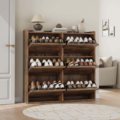 Range-chaussures, étagère à chaussures étroite avec tablette réglable, armoire de rangement autoportante en bois pour entrée, couloir, salon