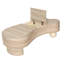 Table basse irrégulière avec plateau rabattable et compartiment de rangement caché