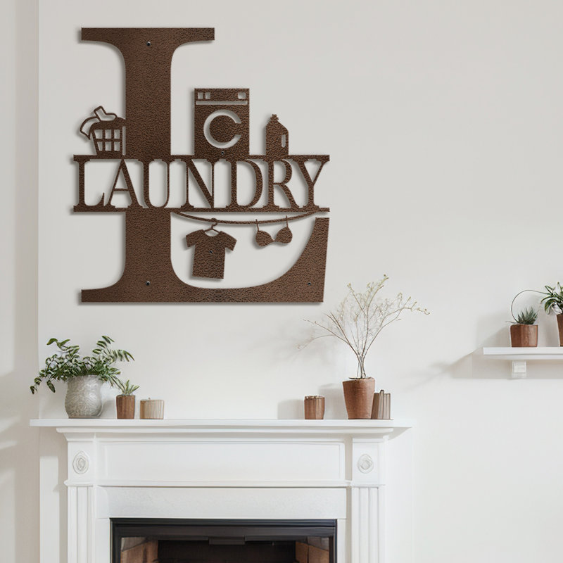 LAUNDRY - Sculpture murale en fer dimensionnelle noire et dorée, décoration murale moderne, H 12 po x l 11,16 po x P 0,05 po