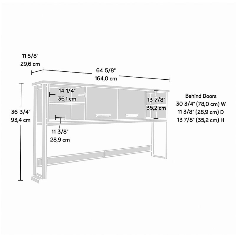 Hutch with Concealed Compartments, Brown finish