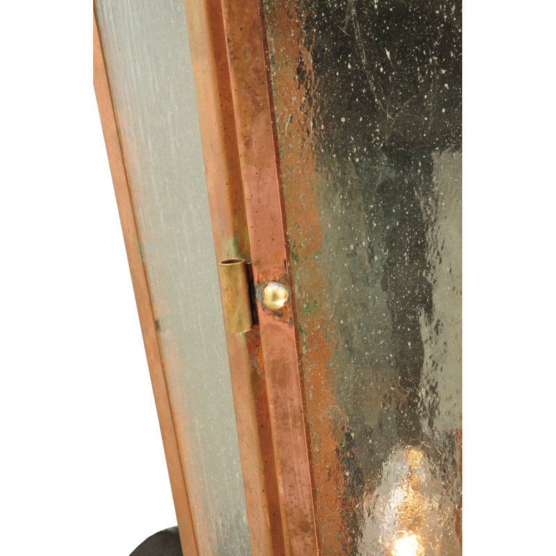14" Vintage Copper and Brass Lantern Wall Sconce