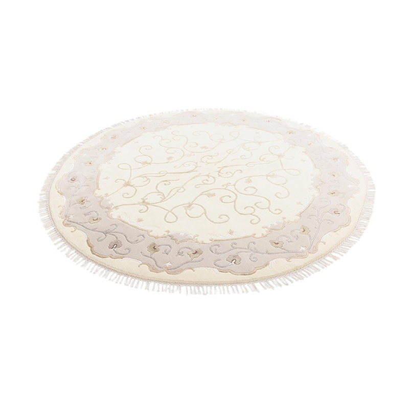 Tapis rond rond beige clair Indira
